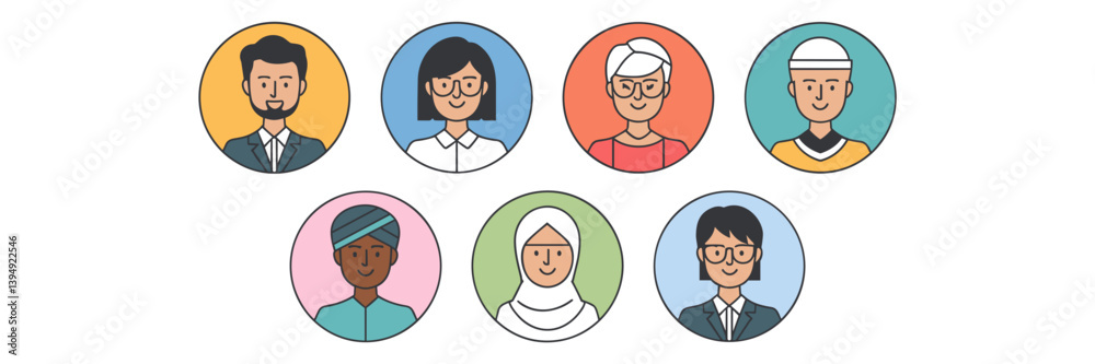 Avatar icon set representing global diversity in age, ethnicity, and profession Avatar icon set representing global diversity in age, ethnicity, and profession