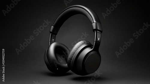 a pair of black headphones on a black background