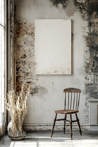 Industrial wall mockup featuring a vertical frame on a textured gray backdrop