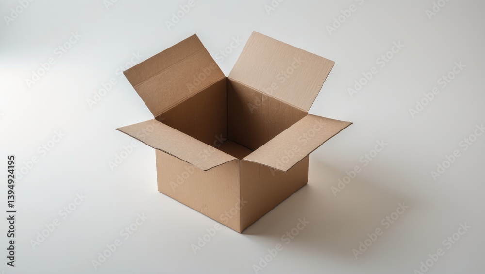 Cardboard box opened and isolated on a white background Cardboard box opened and isolated on a white background