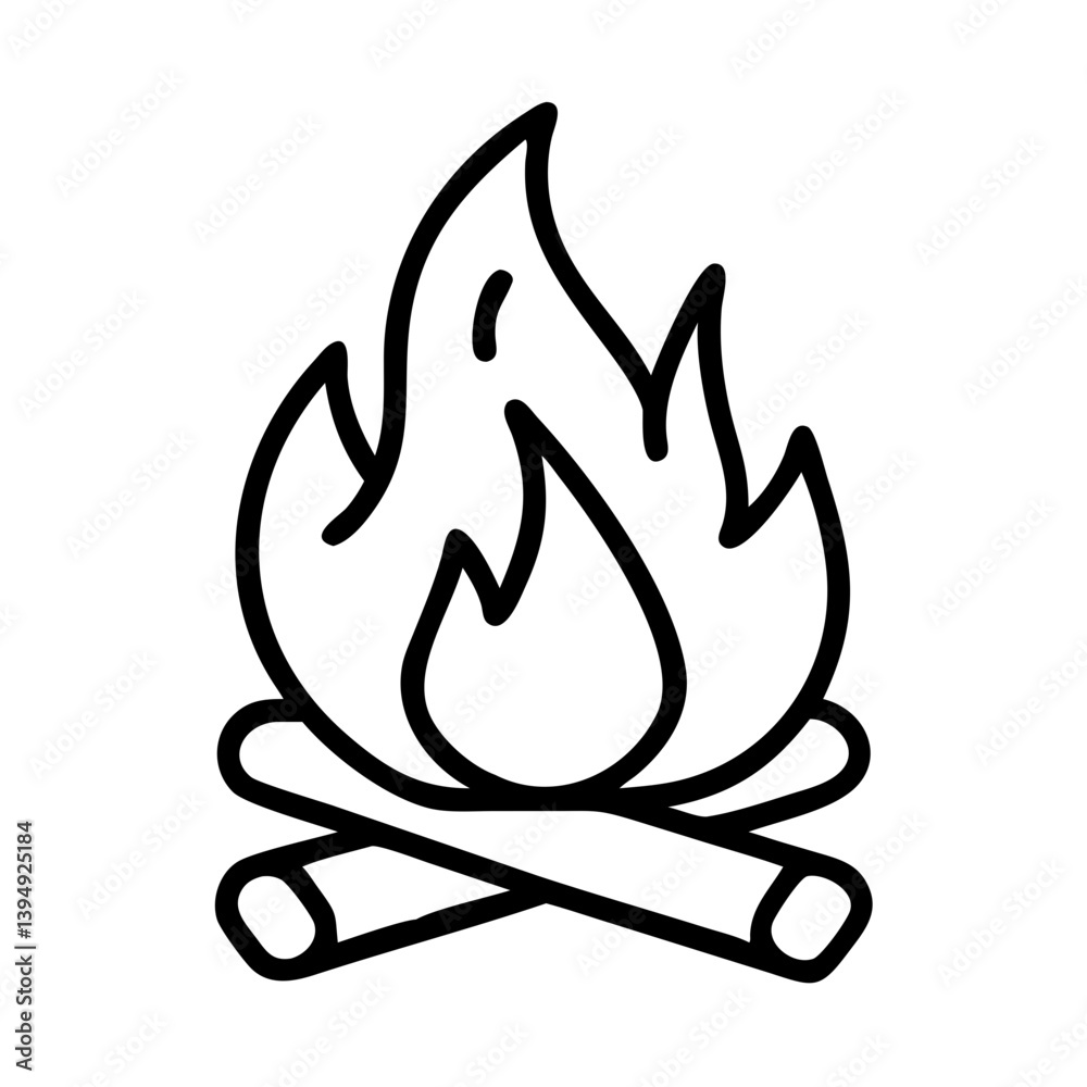 Campfire vector illustration for camping adventure outdoor fire flame bonfire wood logs design element icon Campfire vector illustration for camping adventure outdoor fire flame bonfire wood logs design element icon