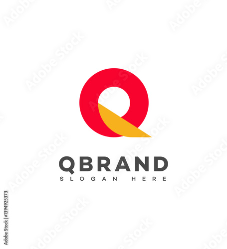 Modern Red Gold Q Letter Logo Brand Identity Design