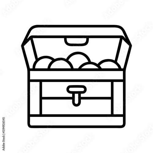 Treasure chest with gold coins vector illustration for pirate adventure game design and wealth concept icon