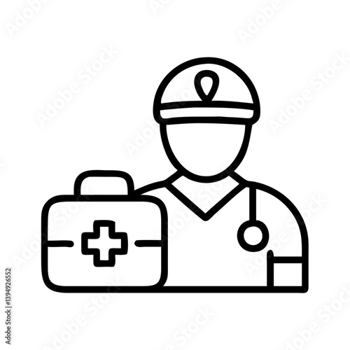 Doctor with first aid kit vector icon illustration for healthcare and medical professionals design