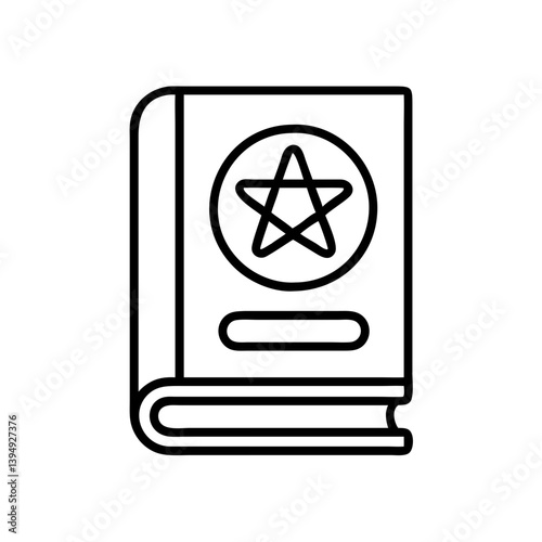 Grimoire spellbook with pentagram vector for magic book illustration and witchcraft design elements vector