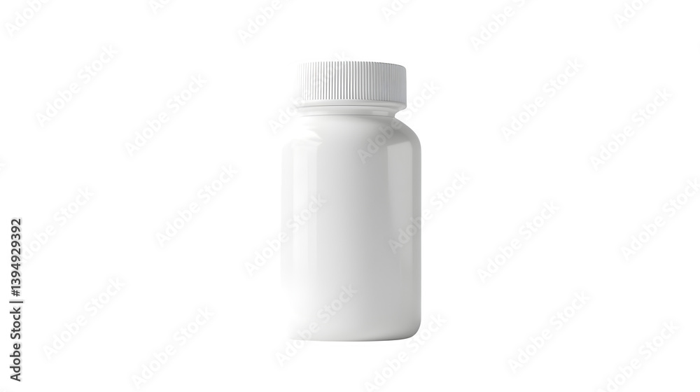 Plain white medicine bottle with child-proof cap, minimal design, Plain white medicine bottle with child-proof cap, minimal design,