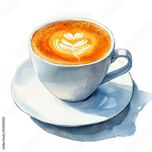 Cappuccino, watercolor illustration, isolated on a white background.

