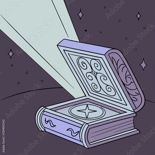 A book being opened to reveal a glowing portal to another world