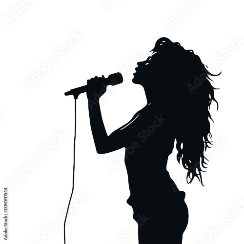 vector silhouette of a singer
