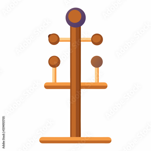 Wooden coat rack featuring three round balls for hanging coats or accessories.