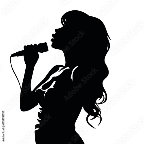 vector silhouette of a singer