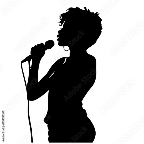vector silhouette of a singer