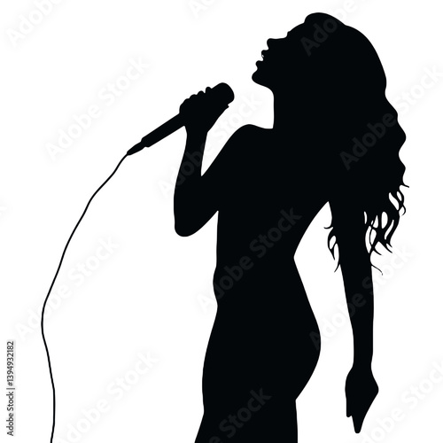 vector silhouette of a singer