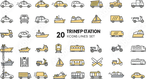 transporter icons set, set of transportation icon set, vectors sets, 