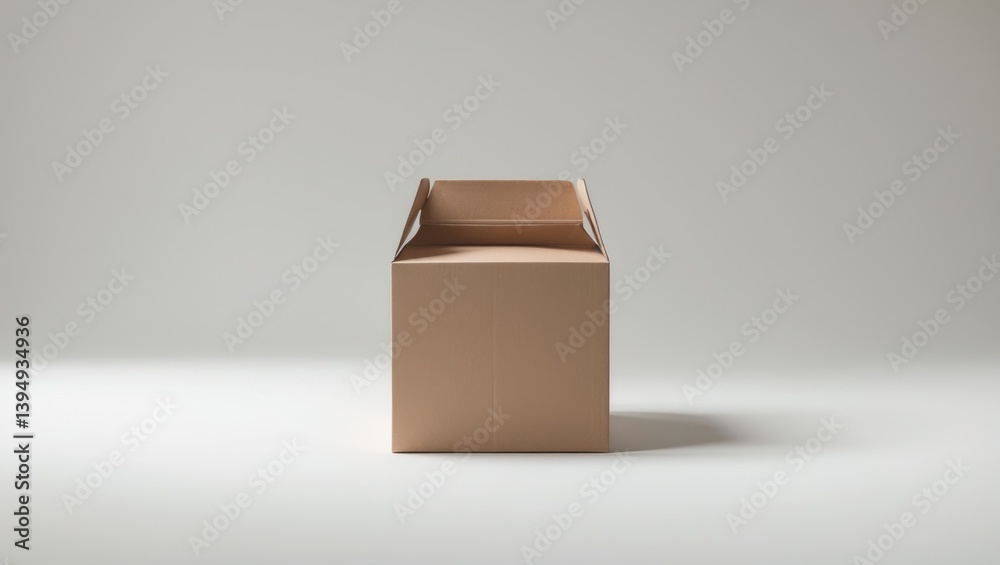 Isolated blank brown cardboard box on a white background. Mockup collection of packaging templates. Front view of the standing package.