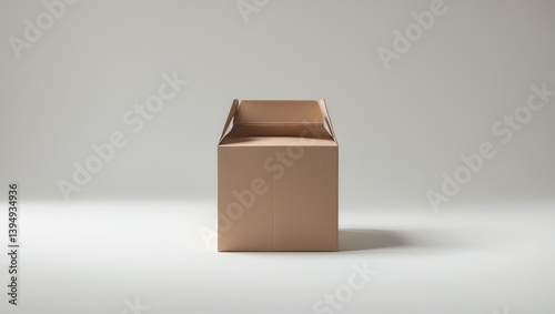 Obraz na płótnie Isolated blank brown cardboard box on a white background. Mockup collection of packaging templates. Front view of the standing package. w salonie