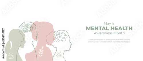 Mental health banner. Vector illustration.