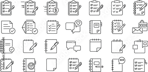 set of note pad icons vectors set, illustration icons sets, 