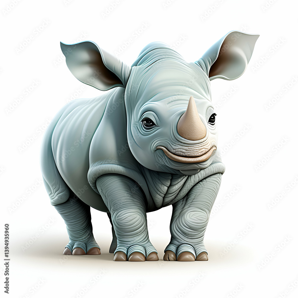 Obraz premium Adorable Baby White Rhino A Digital Portrait