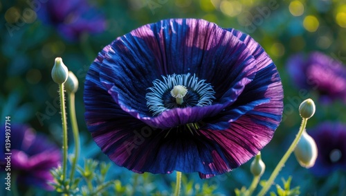 Obraz na płótnie The opium poppy, Papaver somniferum, has black flowers w salonie