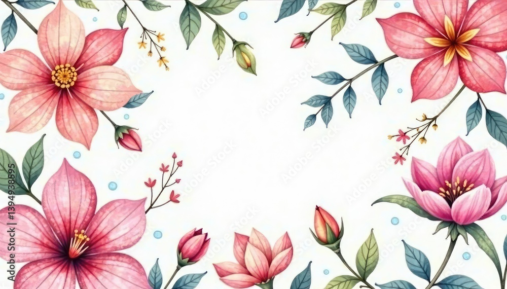 Obraz premium Delicate watercolor style floral pattern, pastel hues , subtle, flower design, background pattern