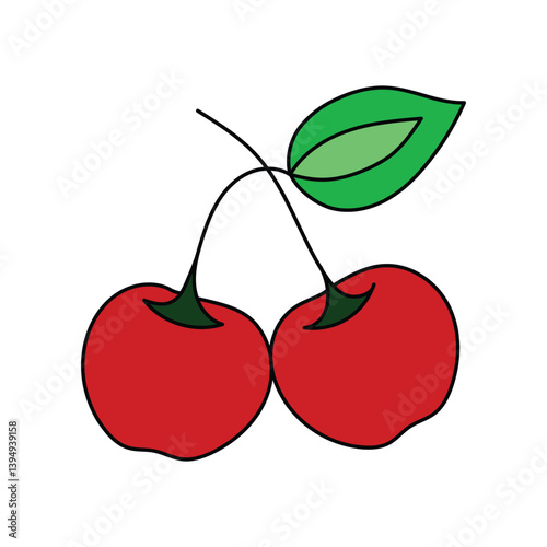 Cherry Isolated Vector Illustration Coloring Page For Kids, Cherry icon collection vector art