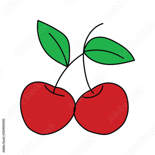 Cherry Isolated Vector Illustration Coloring Page For Kids, Cherry icon collection vector art