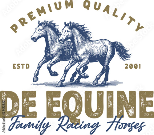 Vintage hand drawn horses logo