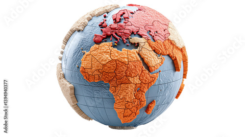 A detailed 3D globe model depicting the earth s landmasses oceans and political boundaries showcasing the diverse geography and interconnectedness of the world