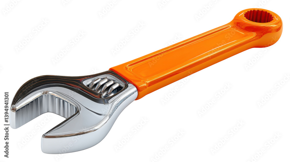 Obraz premium An orange adjustable metal wrench designed for a variety of repair and maintenance tasks in industrial automotive plumbing and household settings