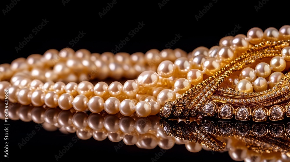 A set of gold jewelry items showcased on a black backdrop, with room for text or further content A set of gold jewelry items showcased on a black backdrop, with room for text or further content