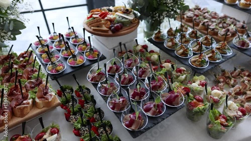 appetizers and snacks on the table delicacies in the restaurant catering