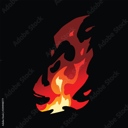 Fire borders fire flames blaze icon, symbol, sign on dark background vector illustration