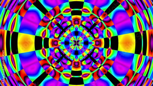 Trippy Colorful Mosaic Circular Pattern Art Background Loop