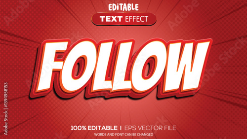 3d text effect theme follow