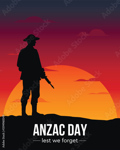 Anzac Day Banner with silhouette of soldier 