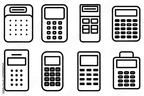 calculator line art abstract geometric shapes for office