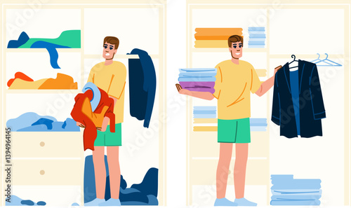 hang organize closet man vector