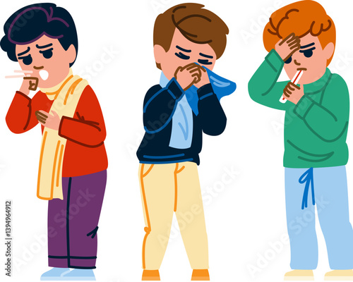 cough sick kid boy vector