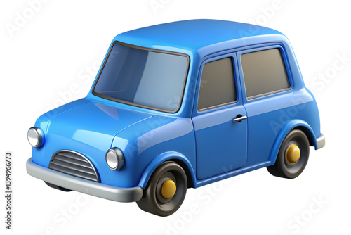 A charming vintage blue car ready for a whimsical adventure against a clean white background.