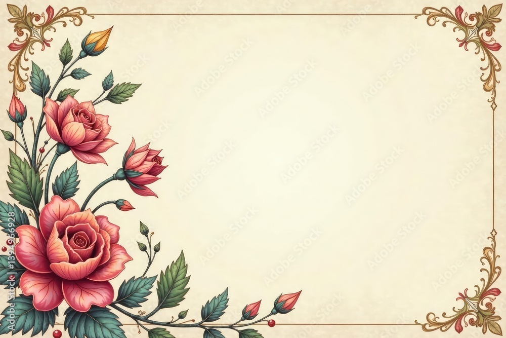 Fototapeta premium Elegant floral damask design with intricate details on a soft cream background , damask, home, texture