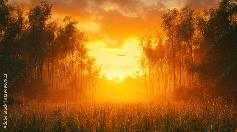 Obraz premium Golden Sunrise Forest