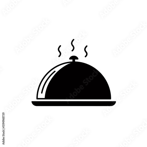 Hot food serving dish releasing steam, restaurant icon