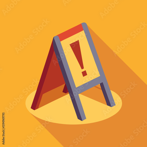 Sign featuring an exclamation mark on a bright background, indicating caution or important information.