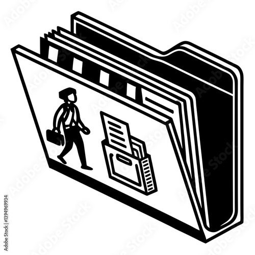 Folder icon with business documents and person silhouette
