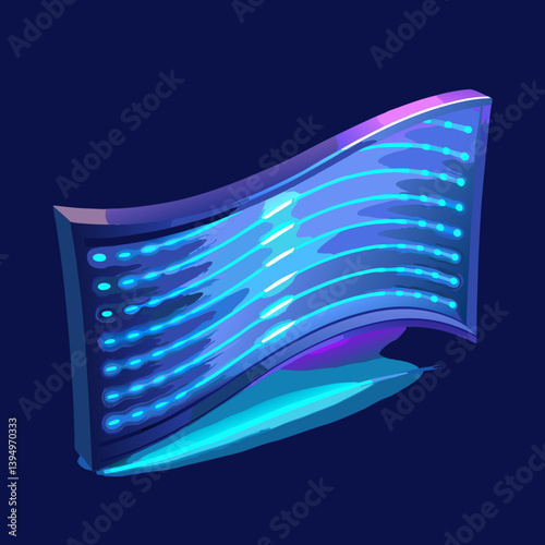 A blue and purple screen set against a matching blue and purple background.