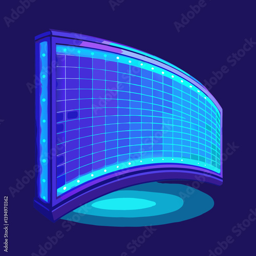 A blue and purple screen set against a matching blue and purple background.