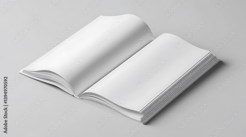 Blank Open Book Mockup: Clean, Minimalist Design for Presentation Blank Open Book Mockup: Clean, Minimalist Design for Presentation