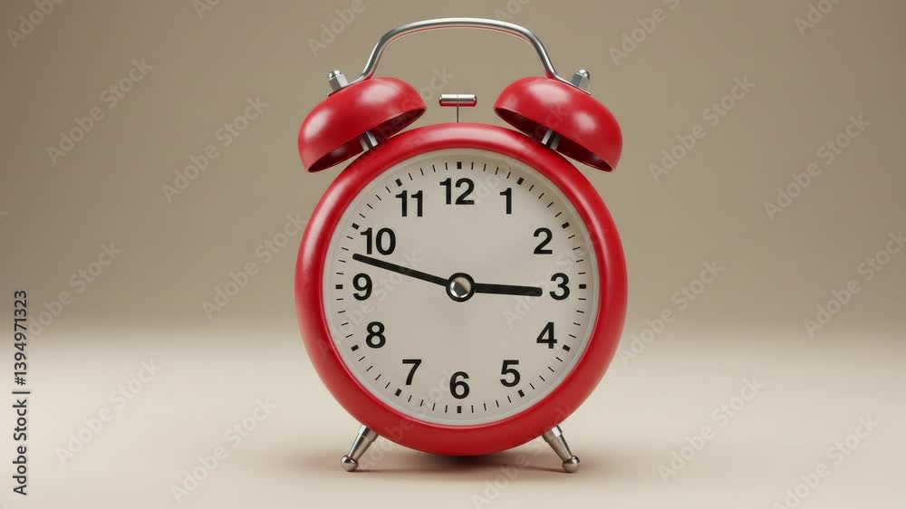 A red clock on which the hands are spinning