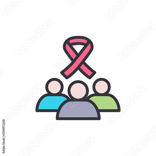 Charity group colored icons, minimalist vector illustration ,simple transparent graphic element .Isolated on white background